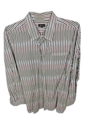 Galaxy by Harvic Men's Multicolor Striped Button Front Dress Shirt Long Sleeve